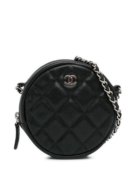 chanel caviar crossbody|2019 CC Quilted Caviar Round Clutch With Chain crossbody bag.